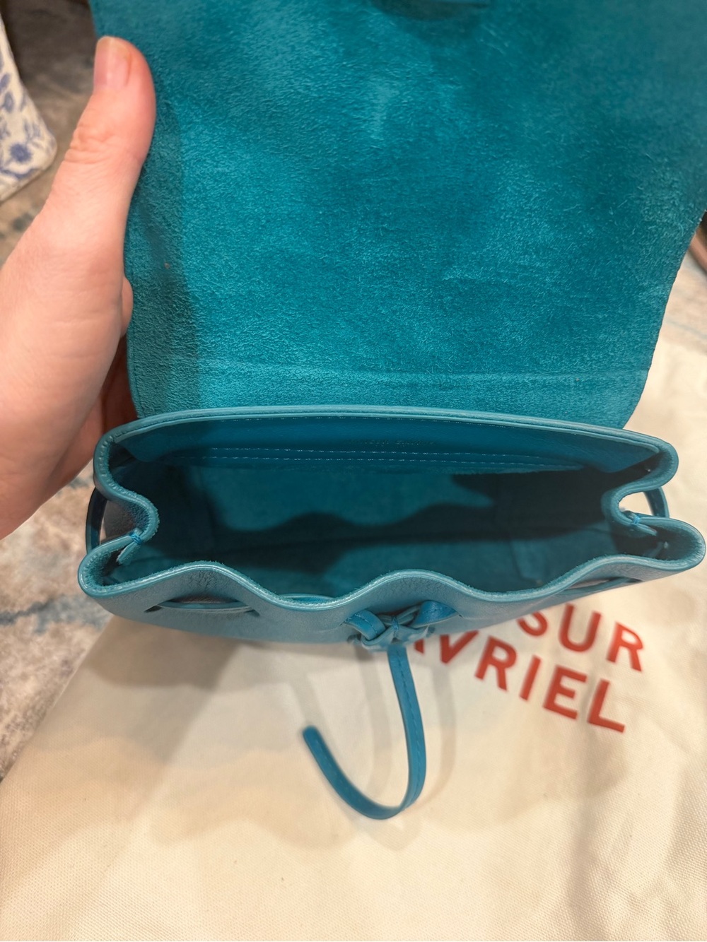 Mansur Gavriel Teal Mini Backpack - Picture 8 of 12